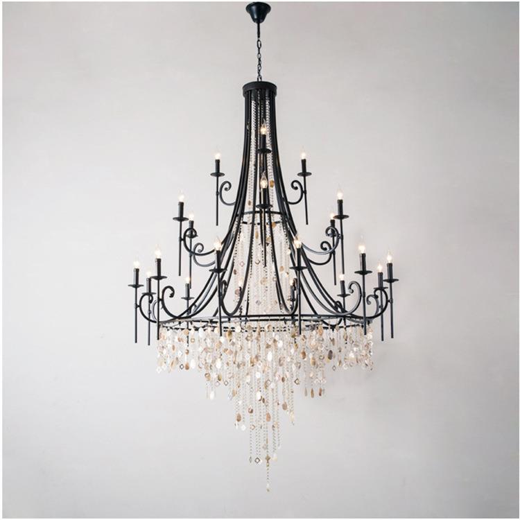 【折扣价】创意美式复式楼水晶大吊灯复古法式别墅客厅楼梯三层长