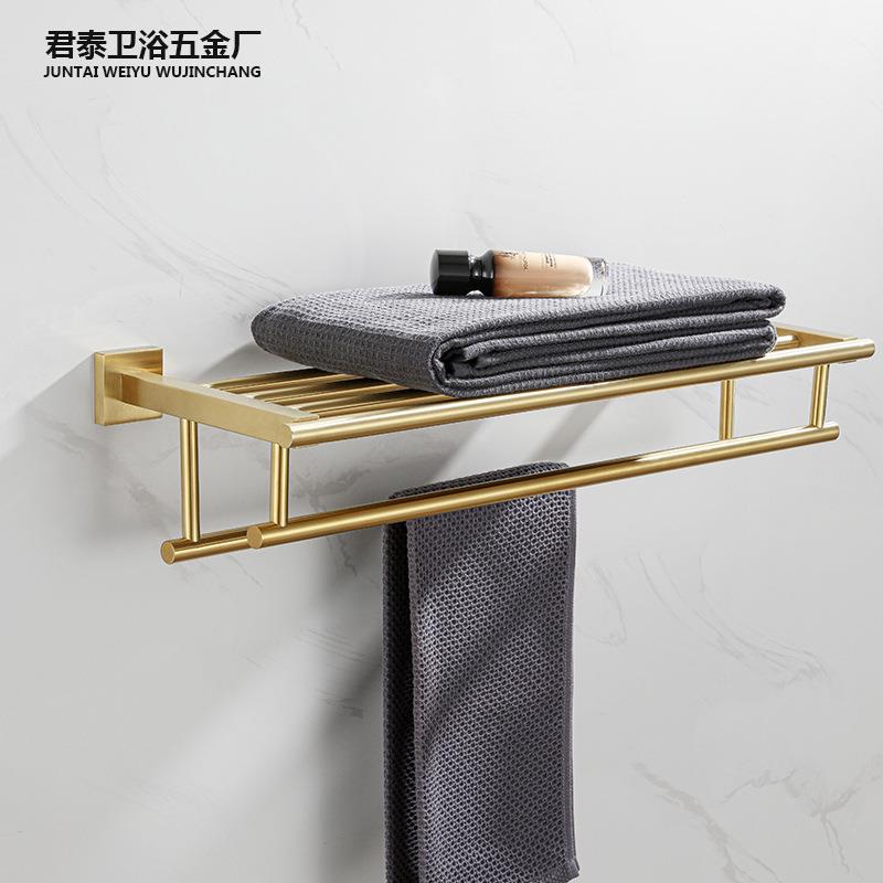 【折扣价】跨境热销40系列双层浴巾架304不锈钢毛巾架方形浴巾架