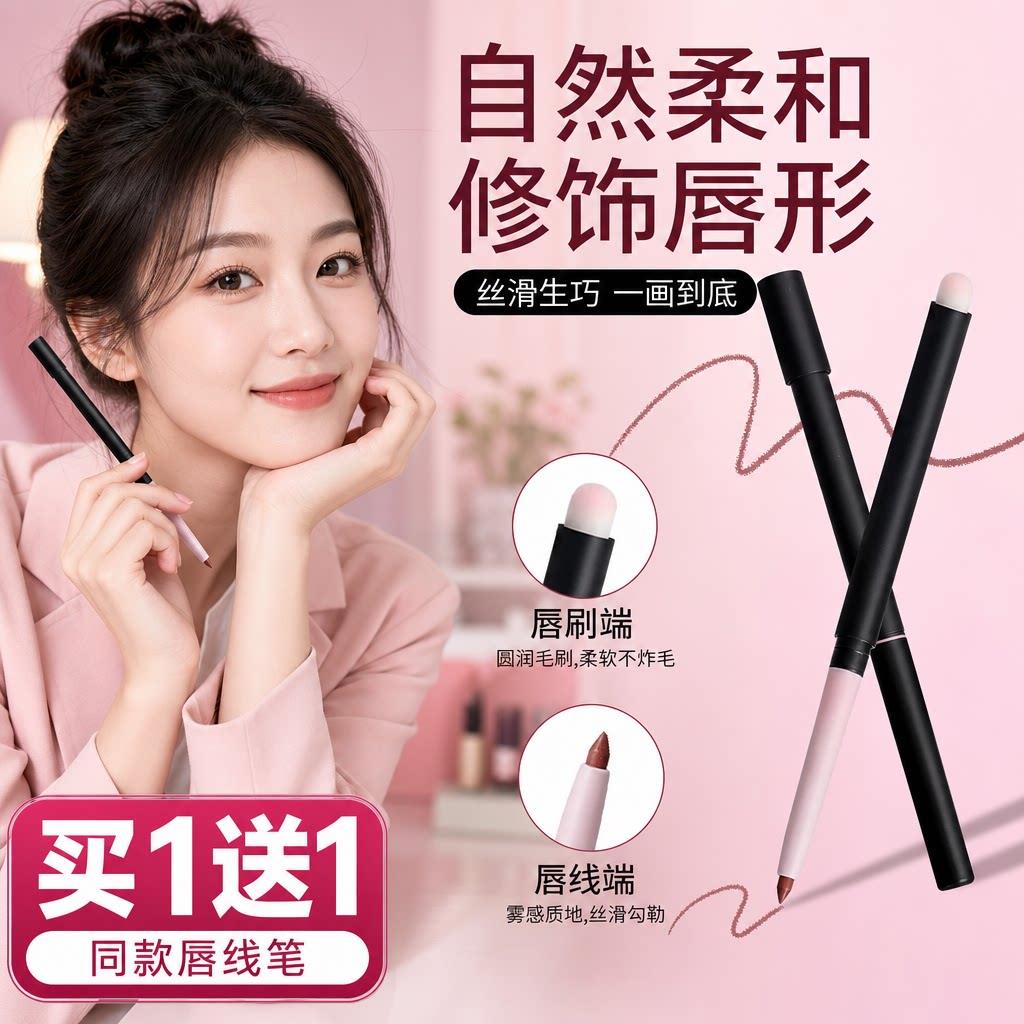 正品双头唇线笔唇刷二合一肉桂色勾勒嘴唇笔唇形哑光丝绒显色口红