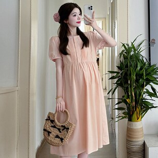 孕妇装夏装时尚简约短袖哺乳连衣裙2025新款孕妇裙夏季韩版裙子夏