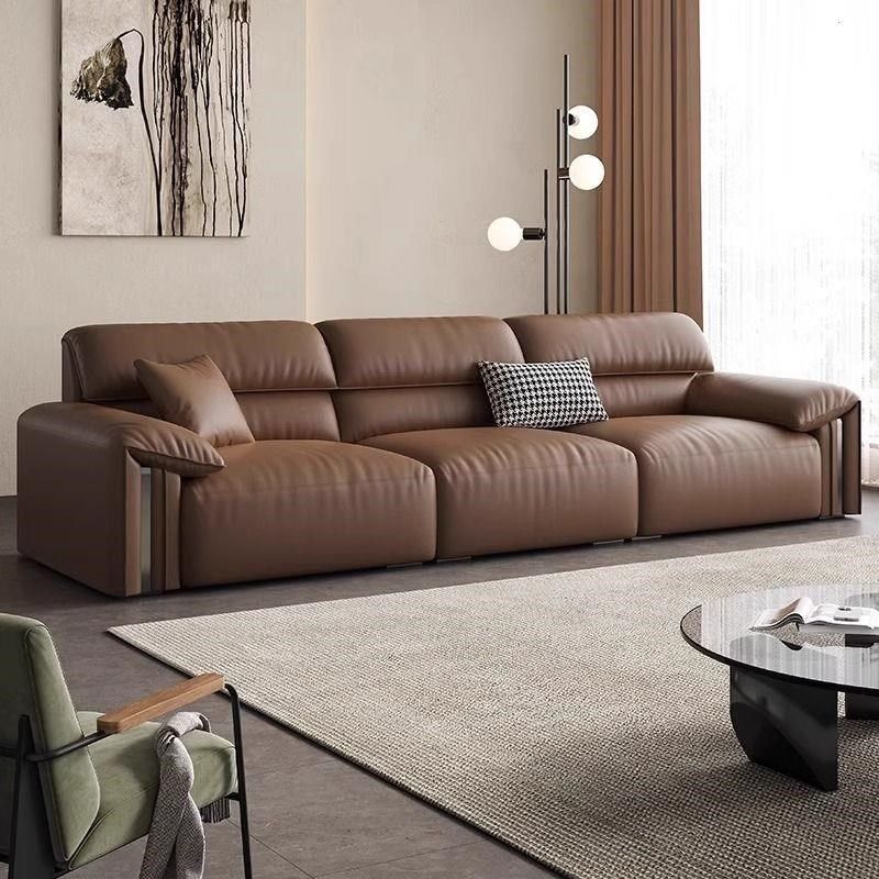 意式极简真皮沙发头层现代简约牛皮小户型客厅直排大象耳朵沙发,住宅家具,岩板餐桌,淘宝优惠券,粉丝福利购,淘宝优惠卷