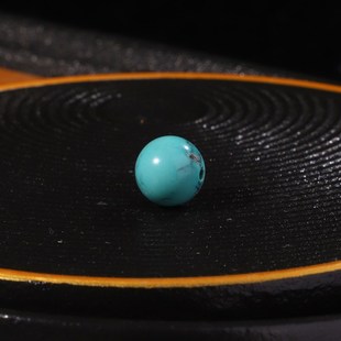 原矿天然绿松石单珠十堰高瓷蓝圆珠直径9mm珠子 137号