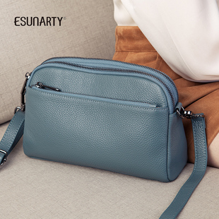 真皮多隔层单肩包女休闲百搭质感宽带斜背包 时尚 女式 包包2023新款