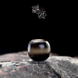 10MM黄棕药师一线老型桶珠天珠文玩手串DIY配饰配珠顶珠腰珠散珠