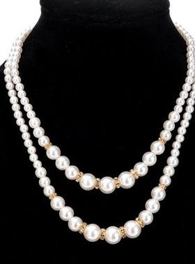 日韩国装饰项链配饰 秋冬百搭挂件锁骨时尚大气长款珍珠毛衣链女