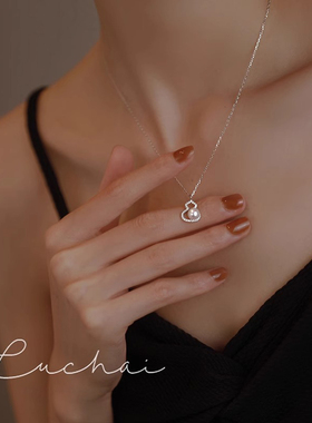 日韩珍珠葫芦项链女纯银小众设计感高级颈链2024年新款爆款锁骨链