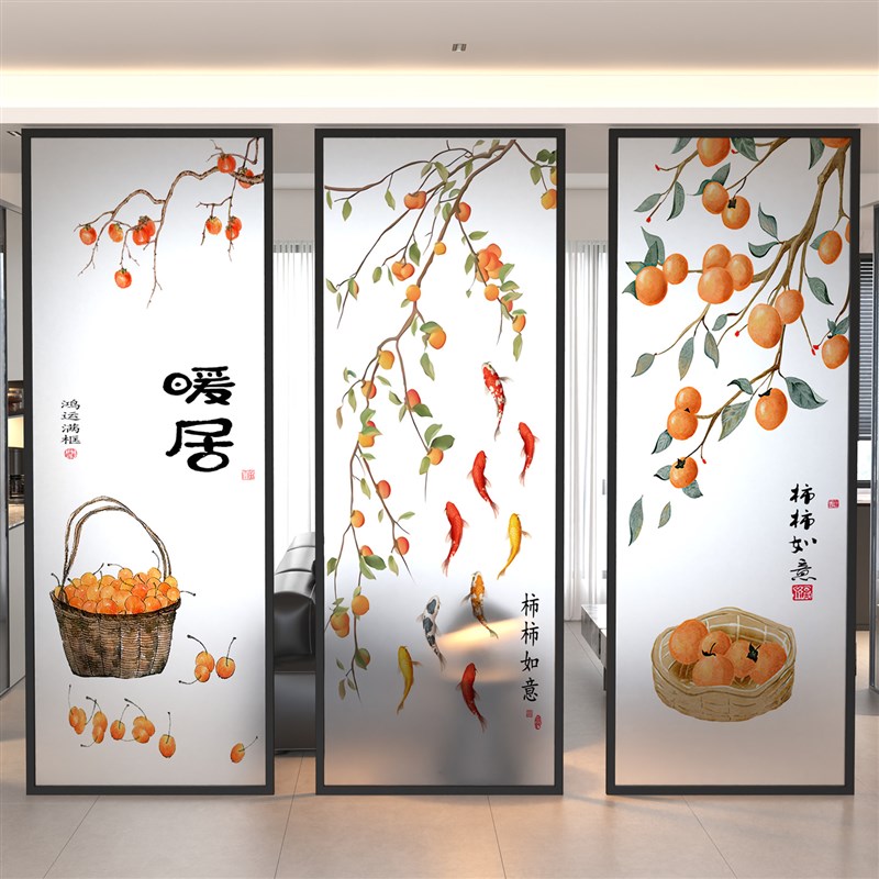 艺术钢化玻璃屏风隔断墙客厅卧室入户玄关洗手台遮挡装饰画墙定制图片