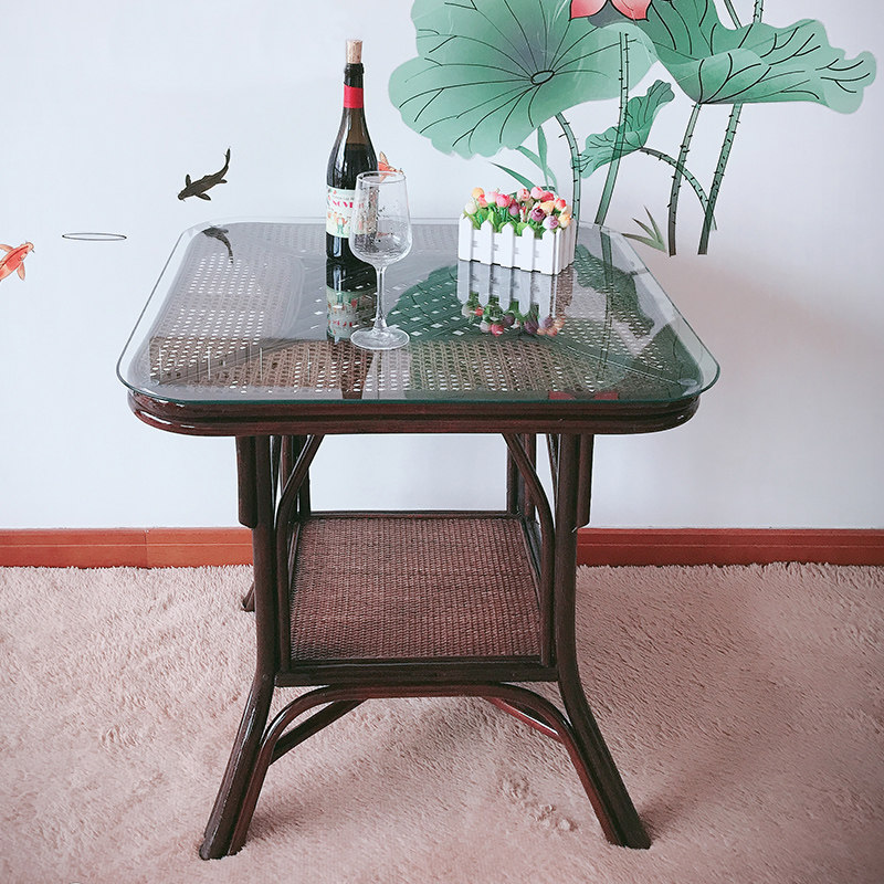 天然真藤实木藤桌家用阳台藤编餐桌中式简约休闲全藤方桌茶艺桌子,住宅家具,板木餐桌,淘宝优惠券,粉丝福利购,淘宝优惠卷