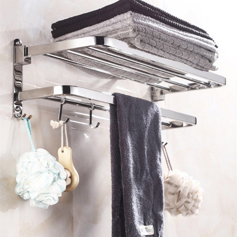 毛巾架304不锈钢浴室化妆室置物架免打孔挂浴巾摺叠架五金壁挂件,家装主材,浴巾架/毛巾架,淘宝优惠券,粉丝福利购,淘宝优惠卷