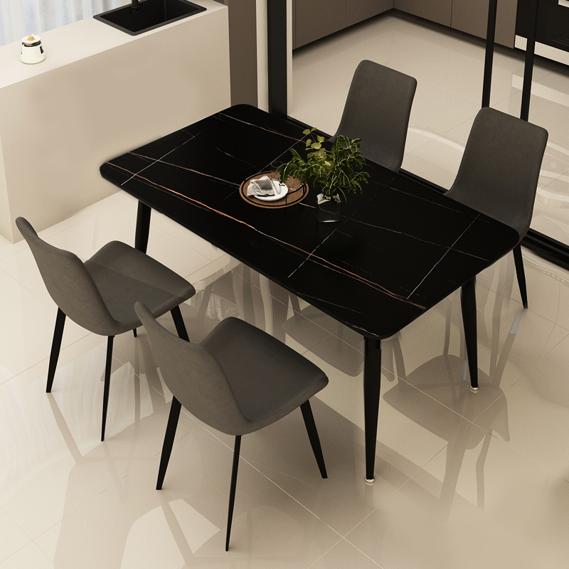 意式岩板餐桌椅组合现代简约家用小户型长方形餐厅轻奢大理石饭桌