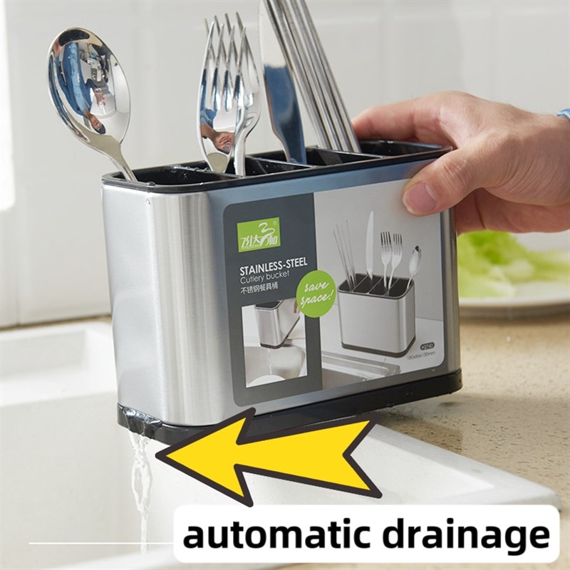 kitchen Cutlery storage box stainless steel drain basket