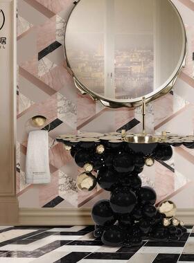 【折扣价】意式BOCADOLOBO玄关台不锈钢艺术装饰条案白色靠墙玄关