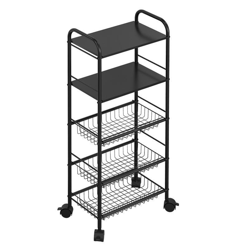 厨房置物架落地多层微波炉架子家用货架锅架蔬菜篮储物架收纳推车