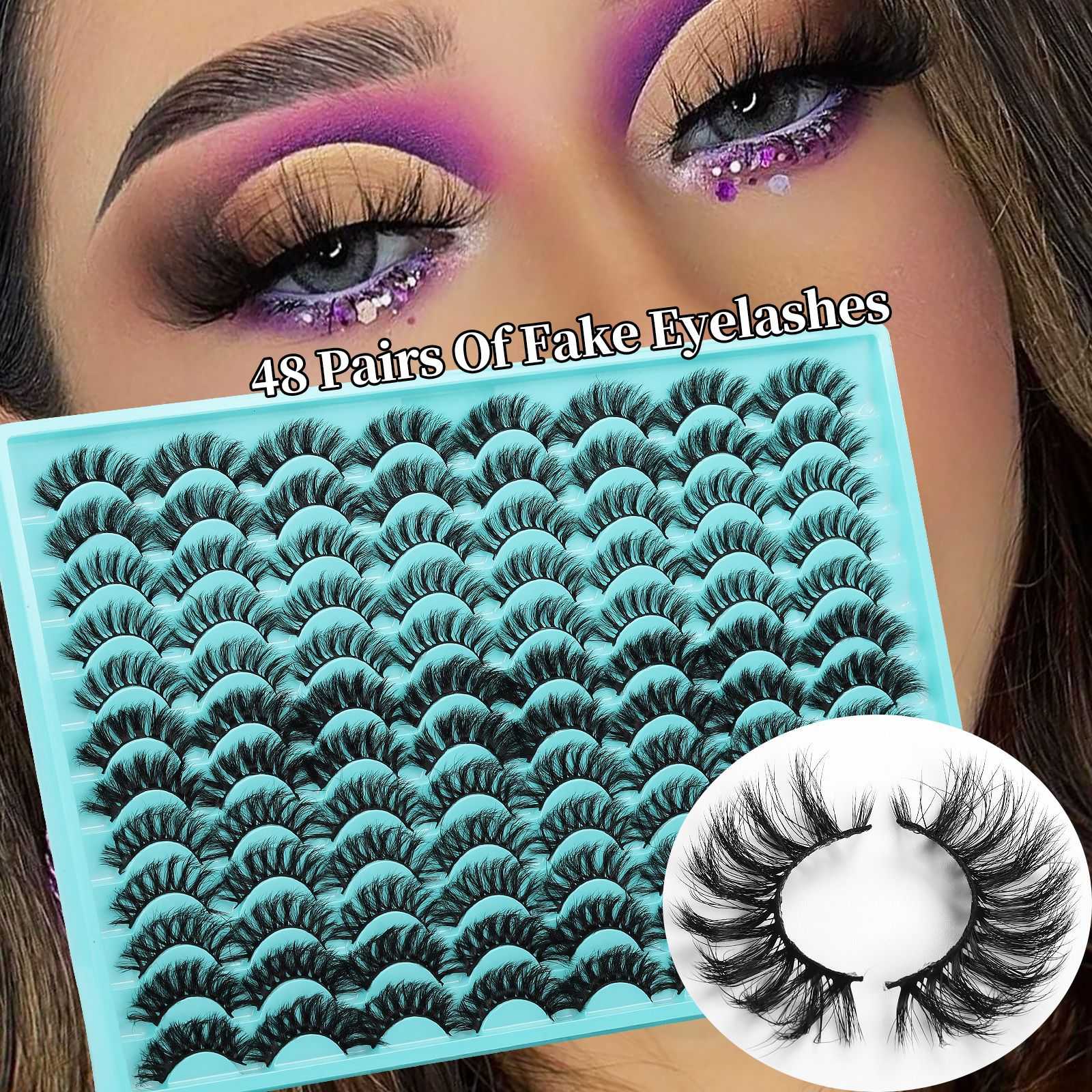 48对睫毛假睫毛大容量混装浓密卷翘眼睫毛自然美睫18mm俄罗斯