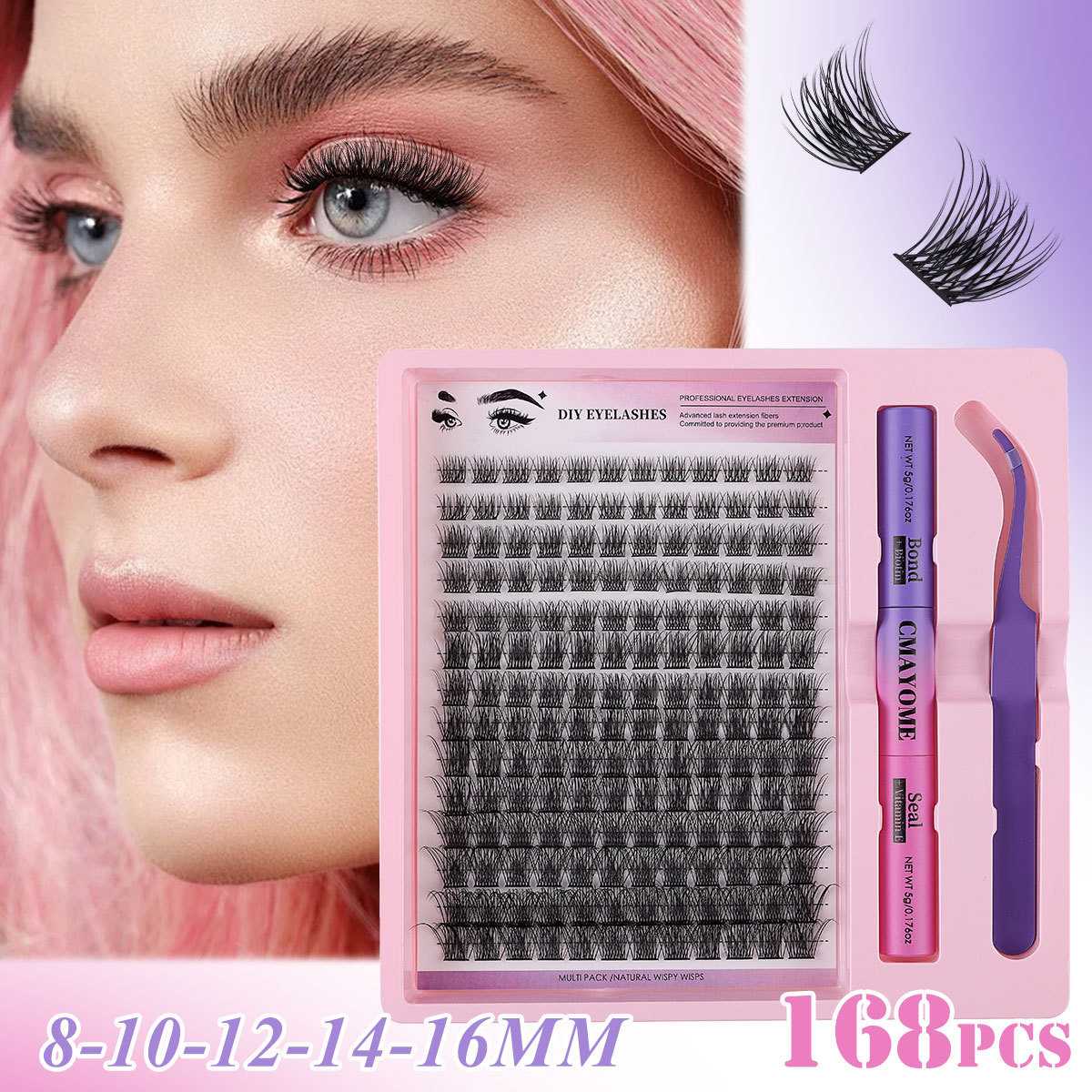 假睫毛168簇C曲DIY分段式假眼睫毛单簇自嫁接假睫毛套装工具