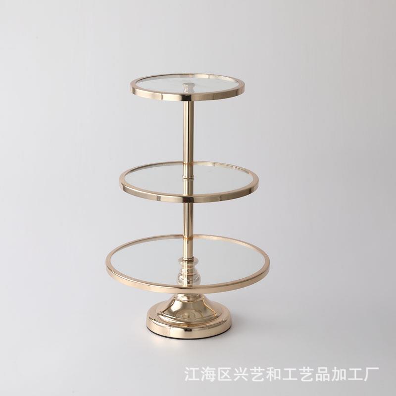 【折扣价】透明玻璃三层蛋糕架水果盘客厅茶几前台精致蛋糕托盘三