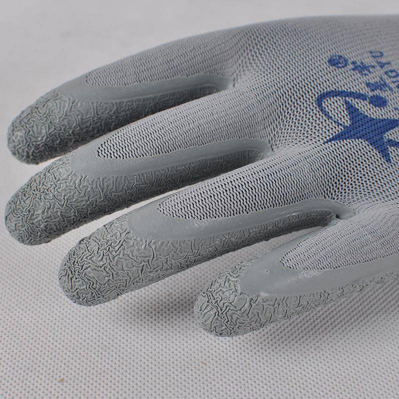 L528L508L518乳胶皱纹防滑透气耐磨钢筋工木工专用劳保手套男