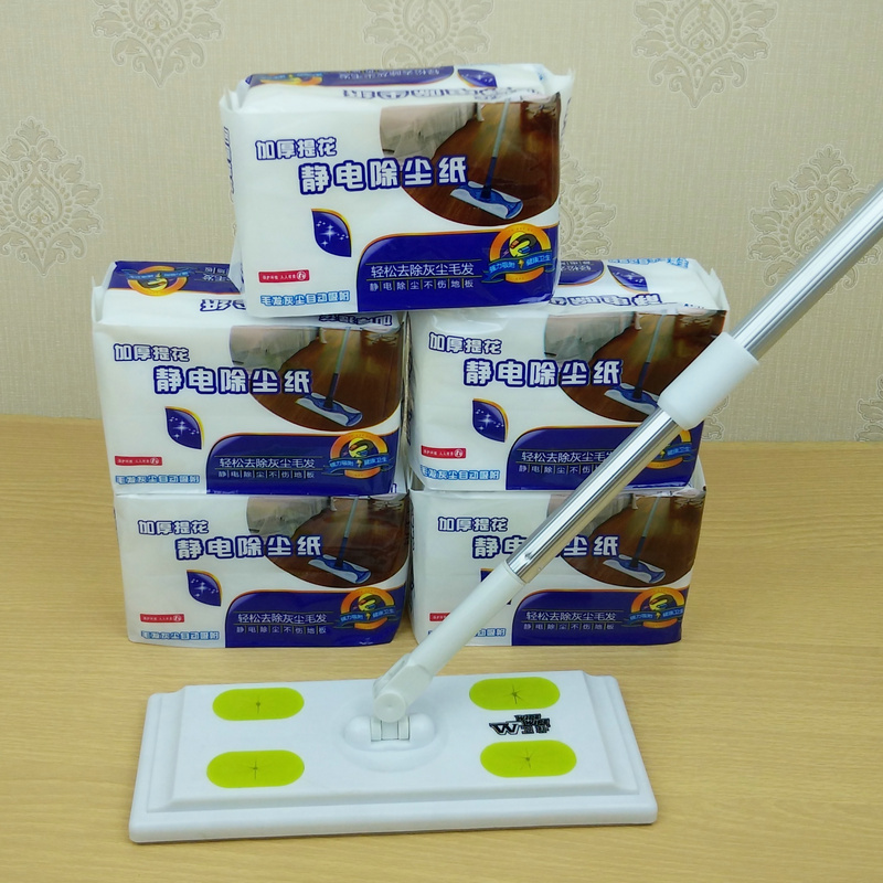 静电除尘纸 吸尘纸去除毛发加厚除尘纸巾 擦地板布赠拖把