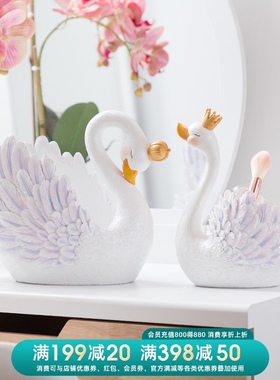 欧式交颈摆件家居客厅装饰桌面创意房间布置可爱结婚礼物摆设
