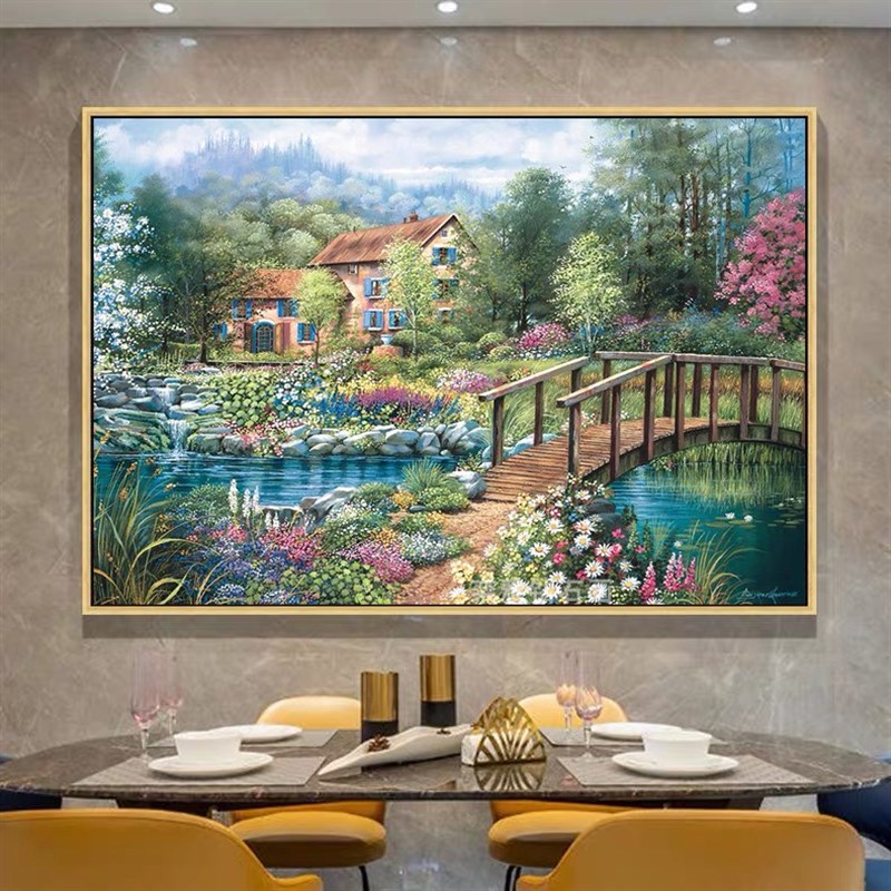 欧式风景饭厅卧室y方钻满钻钻石画梦幻家园贴钻印花带钻