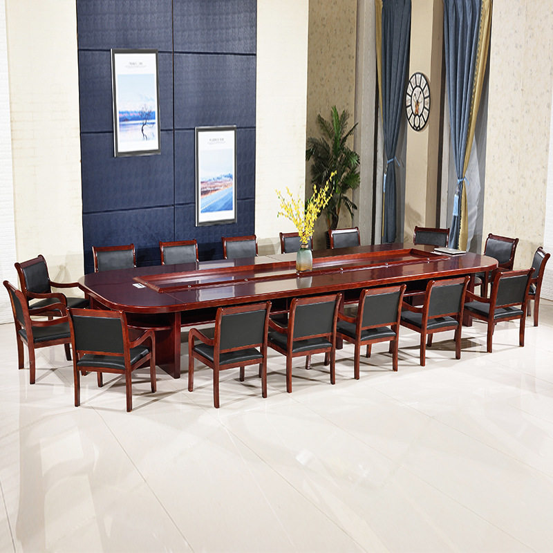 哇噢大型会议桌油漆实木皮会议台会议室桌椅高档椭圆形长桌办公家