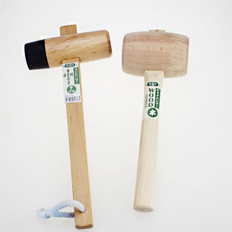 日式木工锤子木工槌橡胶锤木圆头实木原木锤安装锤Y工具锤
