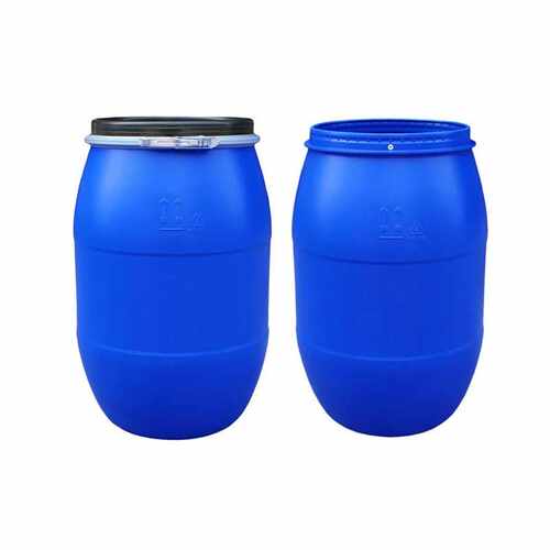 塑料法兰桶200L耐酸碱化工桶密封抱箍桶蓝色50升带把手铁箍桶圆桶