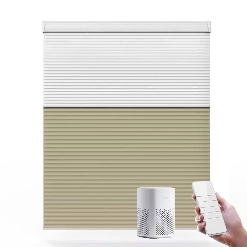 杜亚电动日夜帘蜂巢帘接入米家app乐屋双电机语音百叶风琴帘遮阳
