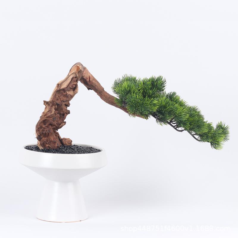 【折扣价】创意新中式仿真迎客松摆件酒店前台绿植工艺品样板房仿