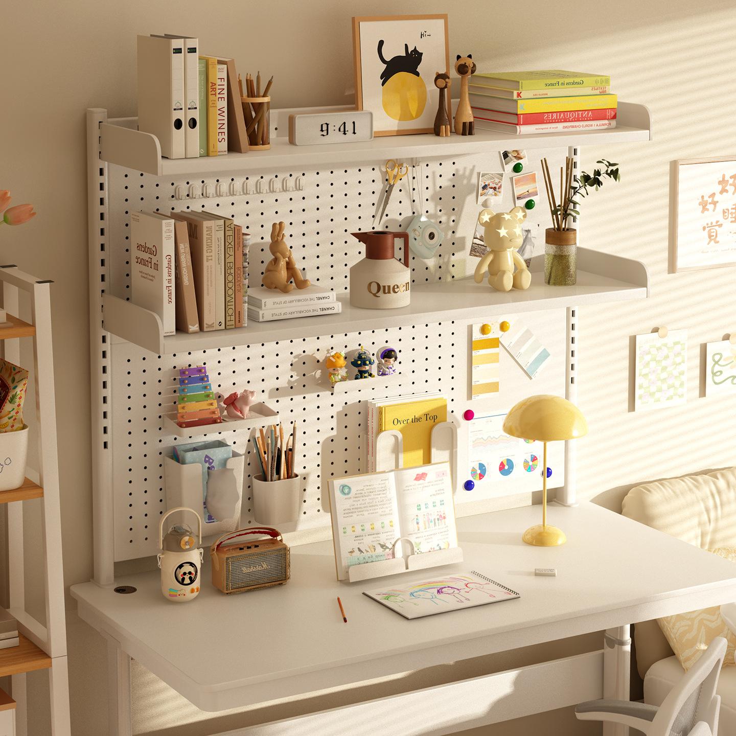 桌面书架洞洞板置物架儿童房间书桌收纳架家用夹式铁艺桌上展示架