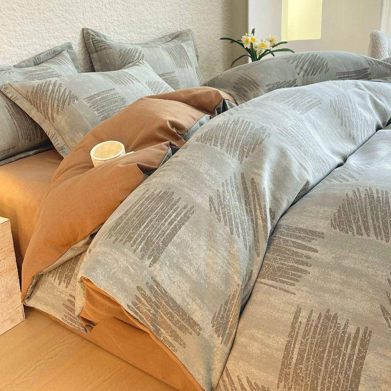 【折扣价】高端加厚磨毛全棉四件套纯棉被套床单三件套简约秋冬四