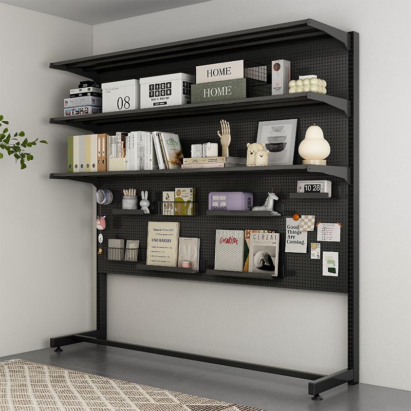 洞洞板书架置物架落地桌上立式货架展示架书桌一体收纳多层架子