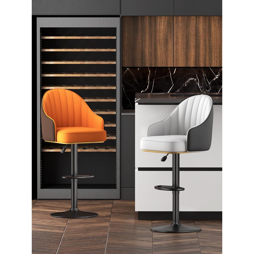 轻奢吧台椅升降旋转现代简约高脚凳子家用酒吧前台感靠背吧椅