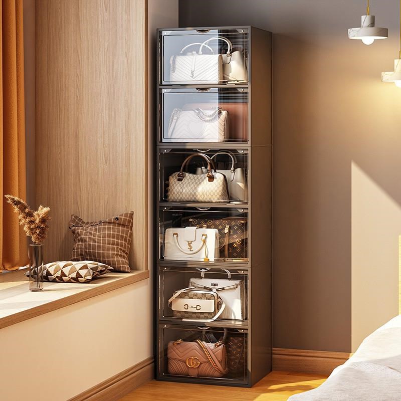 磁吸模型收纳柜高透衣帽包包奢饰品置物架卧室落地盒柜台展示柜子