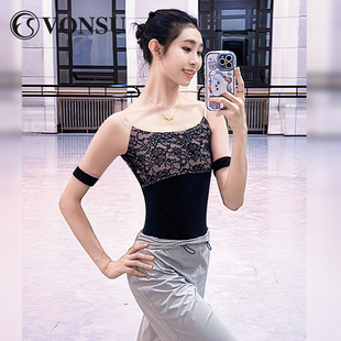 VONSU梵舒芭蕾舞练功服舞蹈体服短袖 刺绣网纱露背女芭蕾体服B6540