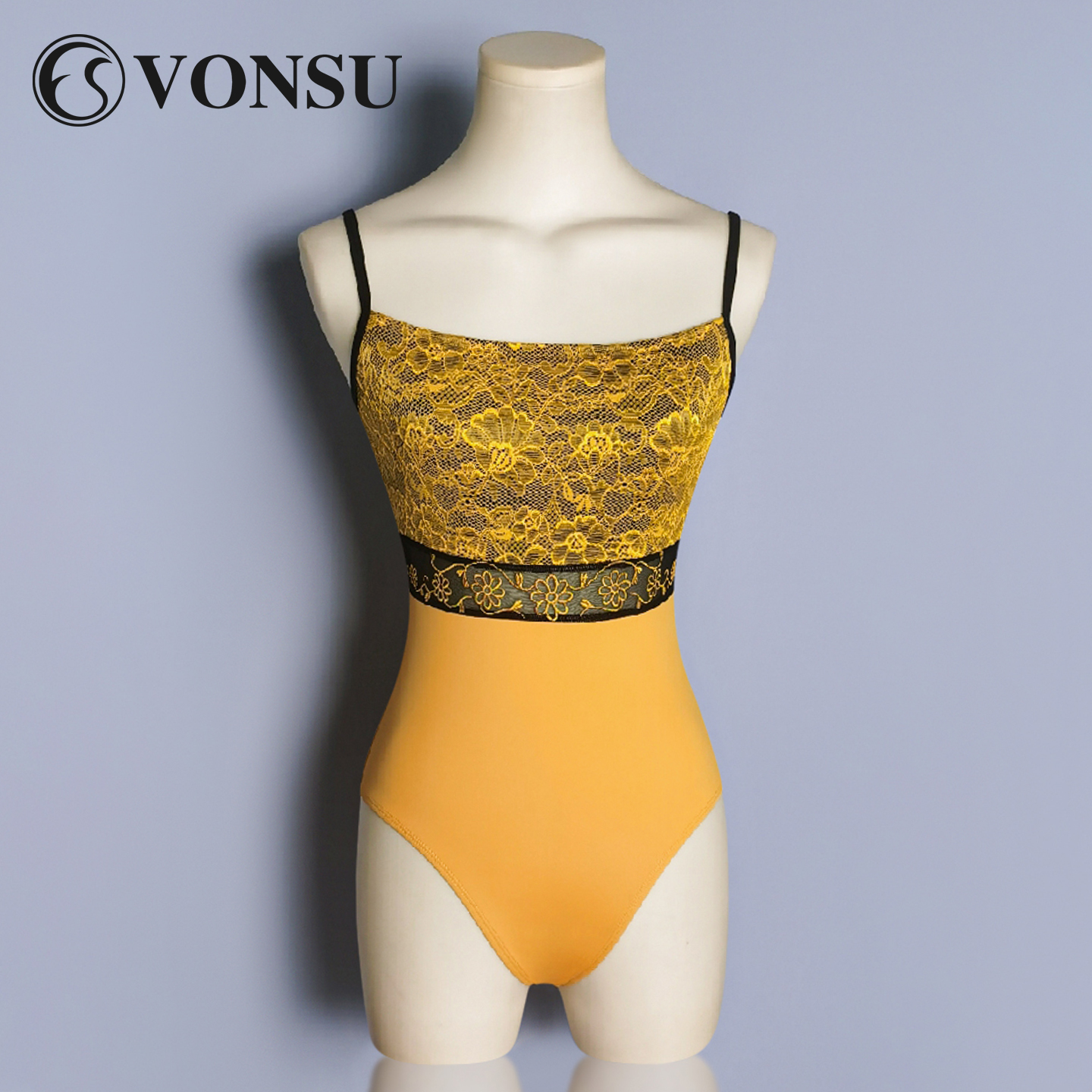 梵舒芭蕾舞练功吊带蕾丝刺绣体服