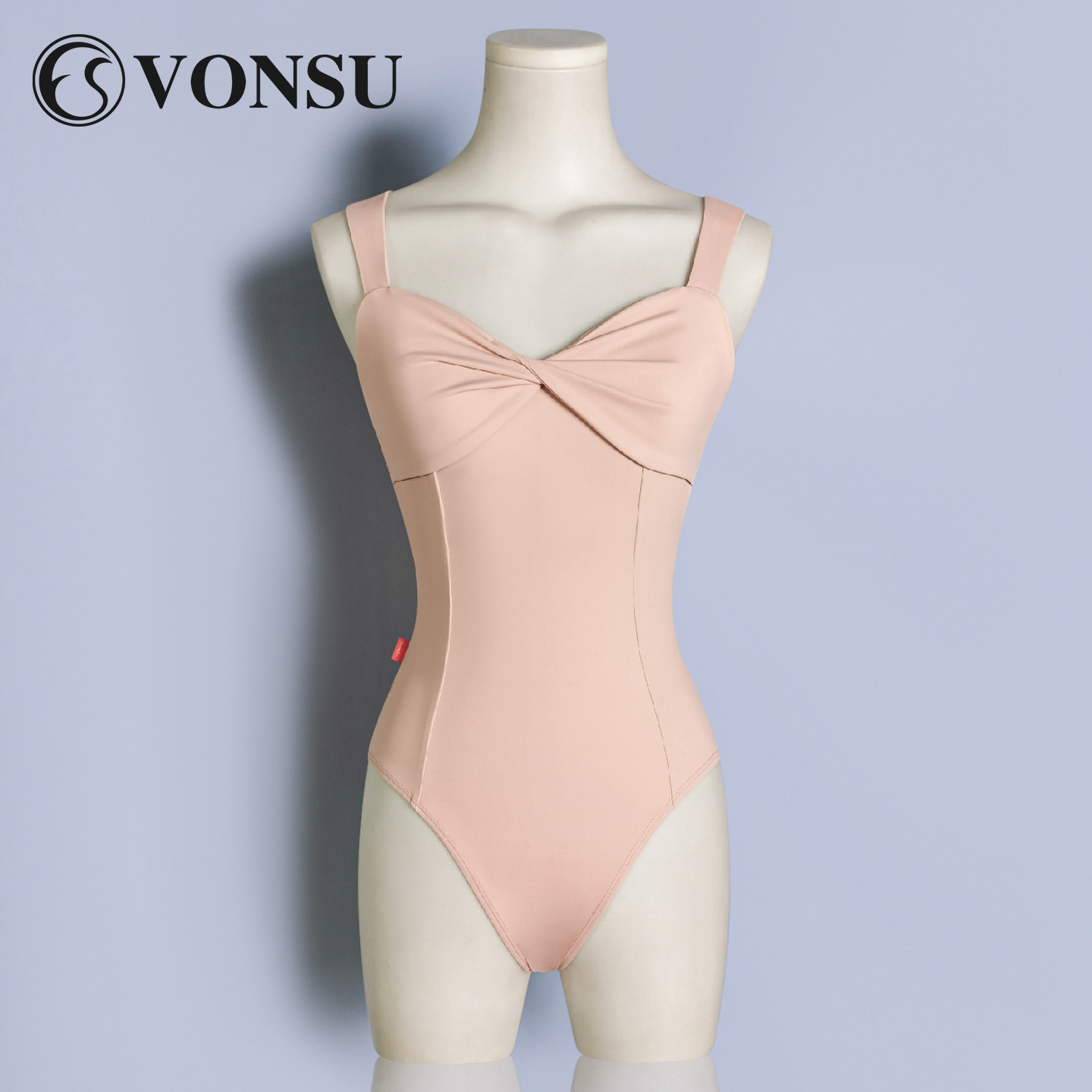 vonsu梵舒芭蕾舞服女吊带蝴蝶结收腰柔雾粉舞蹈体服纱裙舞蹈裙