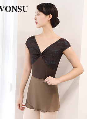 vonsu梵舒空中瑜伽芭蕾舞新款形体连体美背刺绣芭蕾练功服B66112