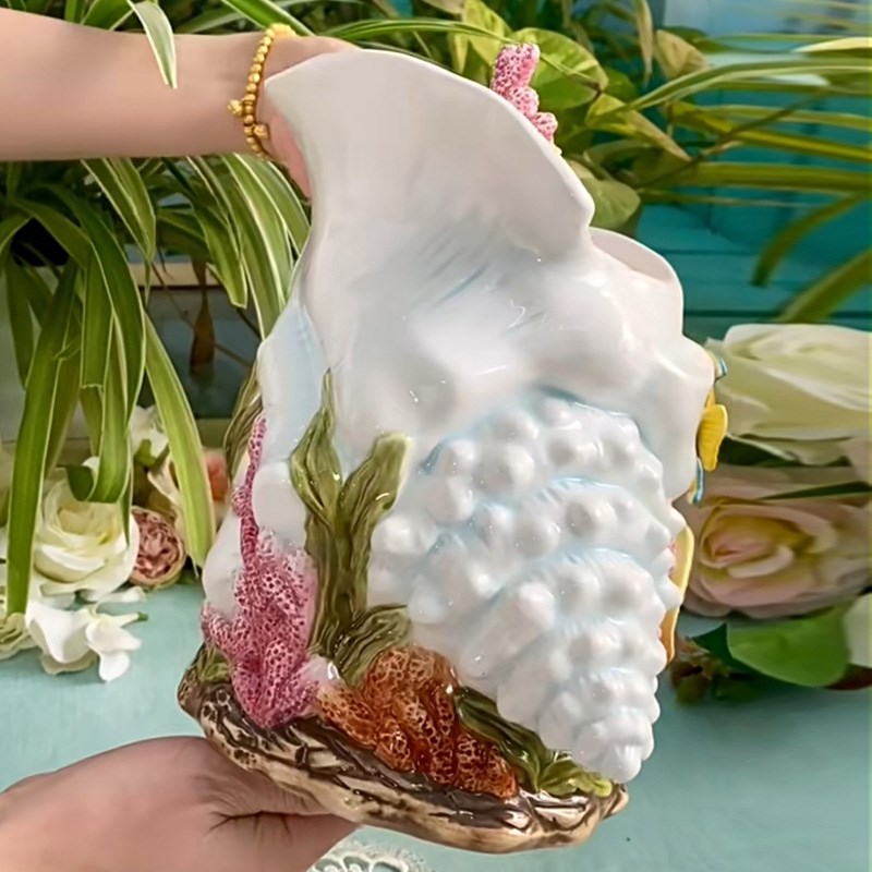 陶瓷客厅欧式储物罐热带鱼饼干罐海洋零食罐海螺收纳盒家居花瓶