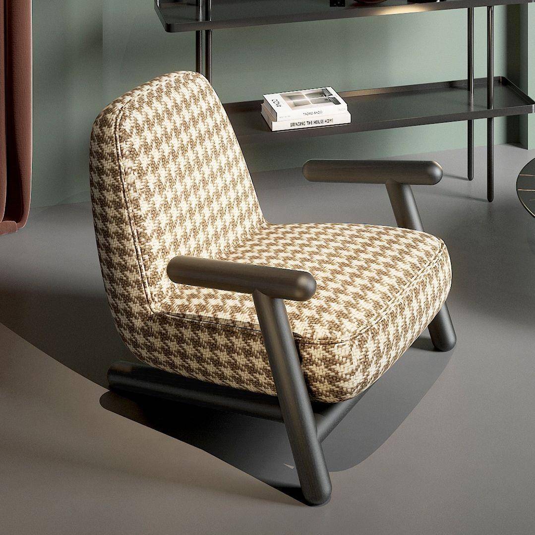 【折扣价】沙发椅单人意式设计师轻奢网红千鸟格创意极简小老虎休