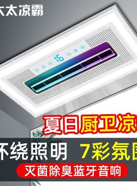 厨房凉霸吸顶嵌入式冷风机蓝牙照明二合一空调型集成吊顶冷霸风扇