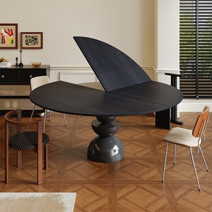 烟熏黑4分折叠圆桌面板家用麻将桌餐桌加大台面带转盘10人