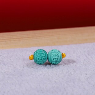 直径5.8mm湖北绿松石回纹珠原矿配珠 松石散珠单珠文玩手串配件