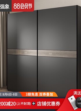 网红推拉门衣柜现代简约挂衣柜卧室大衣橱主卧多功能储物柜定做B5