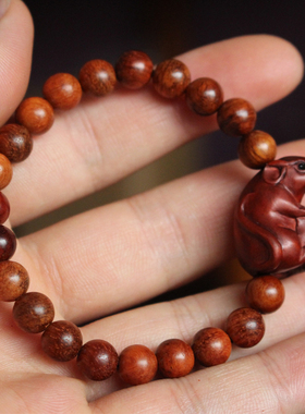 桃木雕刻十二生肖手链佛珠属相挂件饰品鼠牛虎兔龙蛇马羊猴鸡狗