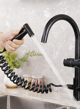 拖把池冲洗龙头304不锈钢黑色喷枪厨房洗菜盆4分两用单冷水龙头