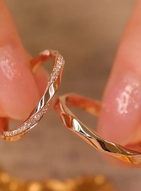 莫比乌斯环情侣戒指纯银对戒小众设计开口一对款生日礼物送男女友