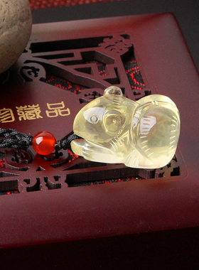 精雕天然黄水晶小老鼠吊坠项坠生肖鼠挂坠男女转运水晶鼠项链吊坠