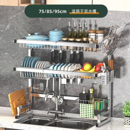 多功能沥水架不锈钢厨房水槽置物架洗碗架子放碗碟盘收纳碗架防水