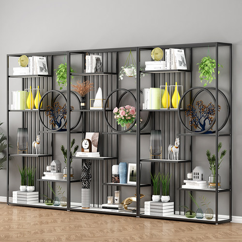 办公室铁艺屏风隔断围栏餐厅卡座客厅玄关花架置物架落地轻奢书架